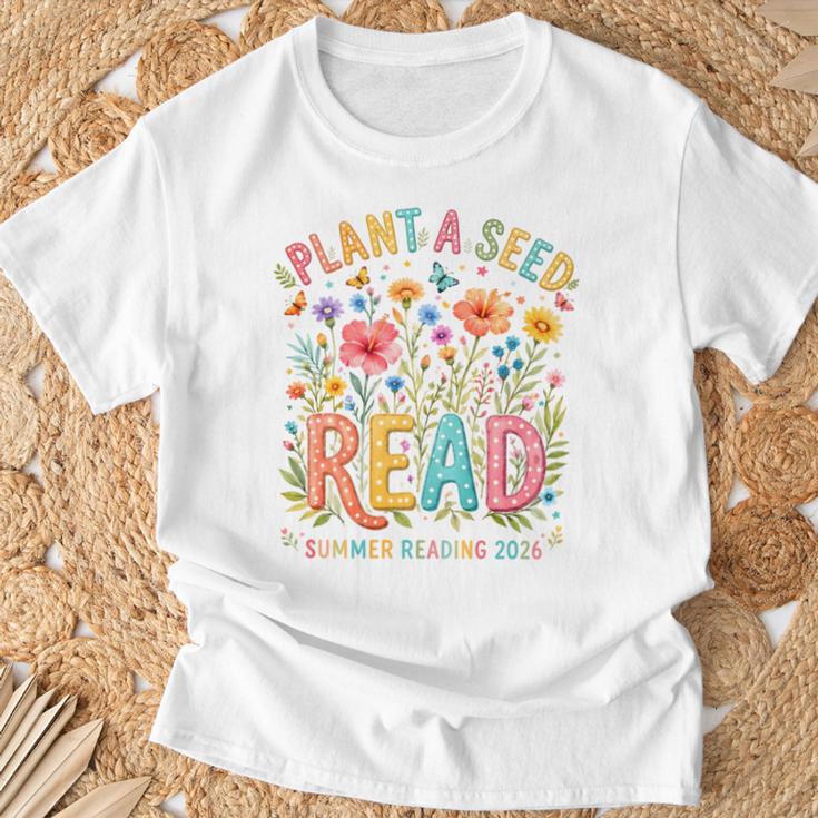 Plant A Seed Read Library Summer Reading 2026 Floral Book T-Shirt Gifts for Old Men Plant A Seed Read Library Summer Reading 2026 Floral Book T-Shirt Gifts for Old Men