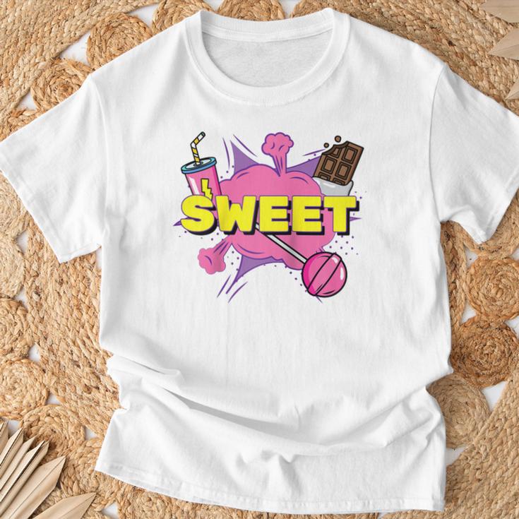 Pop Art Sweet Text Bubble Comic Book Style Classic Raglan Baseball Tee T-Shirt Gifts for Old Men