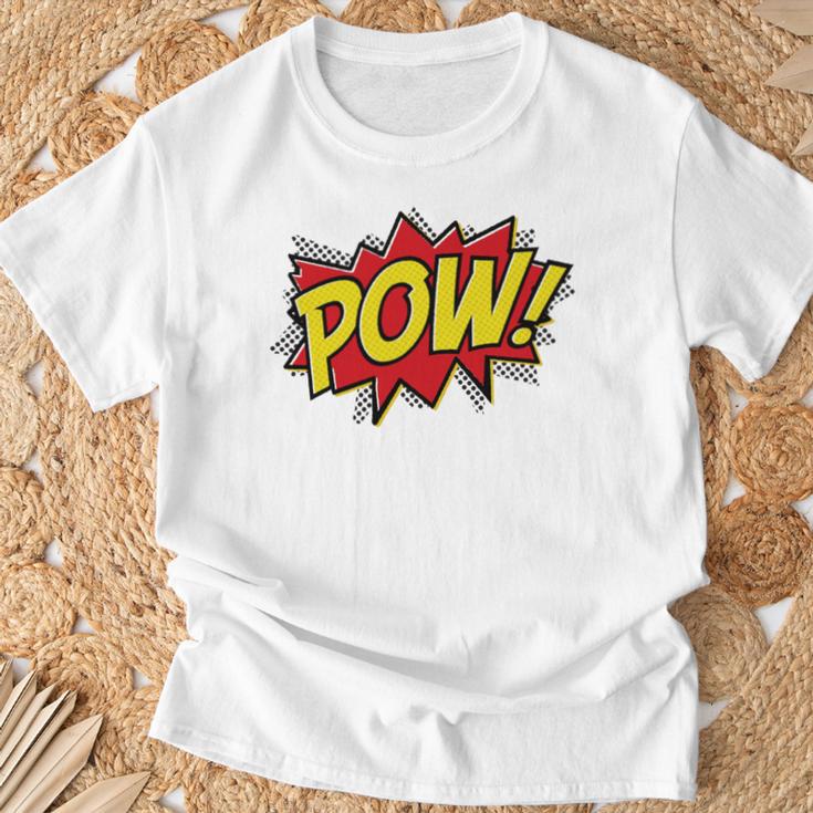POW Comic Book Font Action Hero BAM BANG BOOM POW T-Shirt Gifts for Old Men