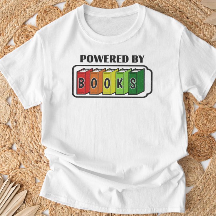 Powered By Books Bookworm Librarian Reading T-Shirt Gifts for Old Men
