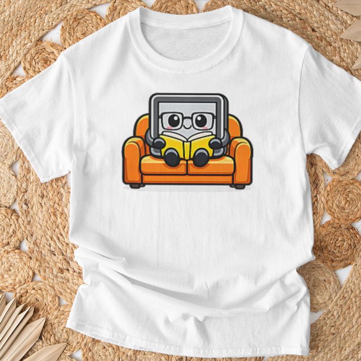 Proud Library Patron Cute Tablet Reading a Book T-Shirt Gifts for Old Men Proud Library Patron Cute Tablet Reading a Book T-Shirt Gifts for Old Men