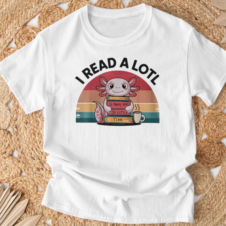 I Read Alotl Axolotl Retro Reading Books Lover Vintage T-Shirt Gifts for Old Men
