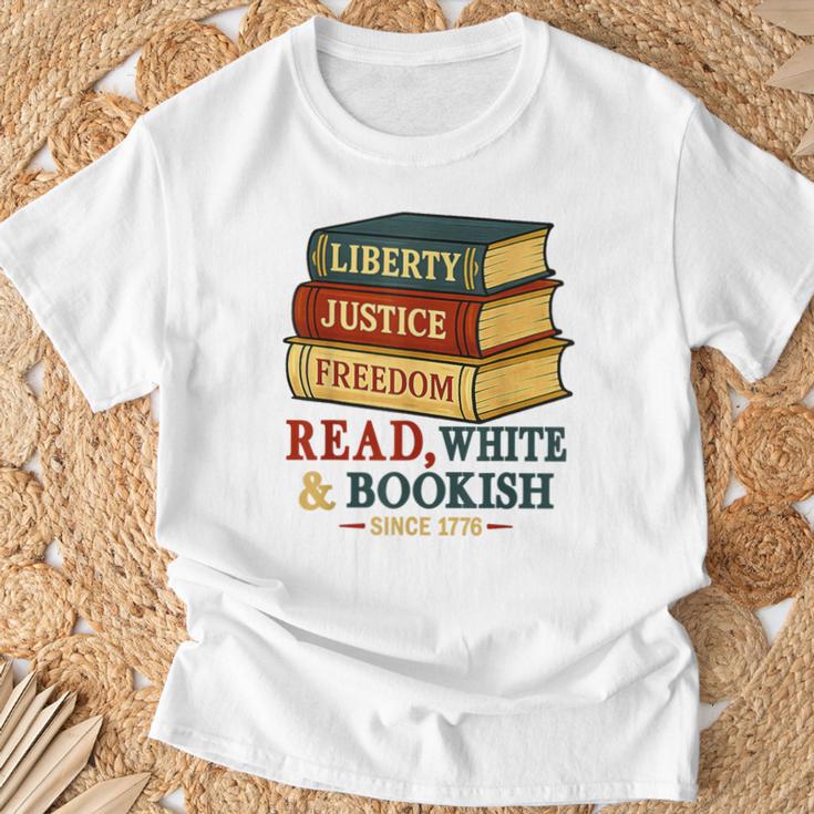 Read & Bookish Since 1776 Books Patriot 4th Of July T-Shirt Gifts for Old Men