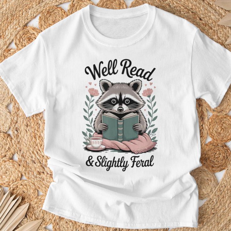 Well Read & Slightly Feral Raccoon Book Women T-Shirt Gifts for Old Men Well Read & Slightly Feral Raccoon Book Women T-Shirt Gifts for Old Men
