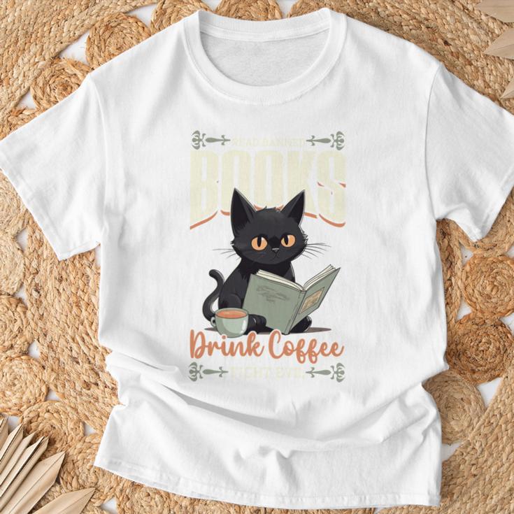 Read Banned Books Drink Coffee Fight Evil Cat Free Speech T-Shirt Gifts for Old Men Read Banned Books Drink Coffee Fight Evil Cat Free Speech T-Shirt Gifts for Old Men