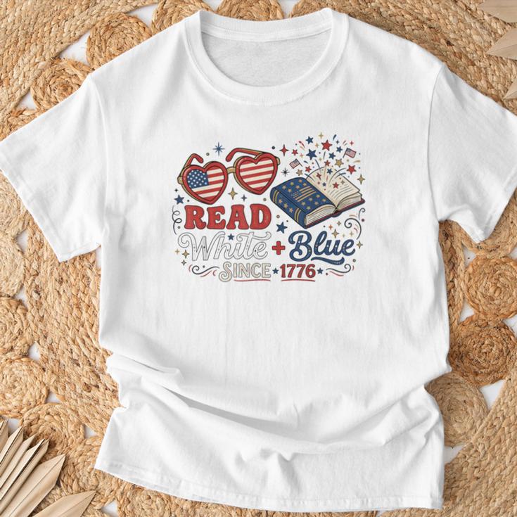 Read Blue Since 1776 Patriotic Book Lovers 4th Of July T-Shirt Gifts for Old Men