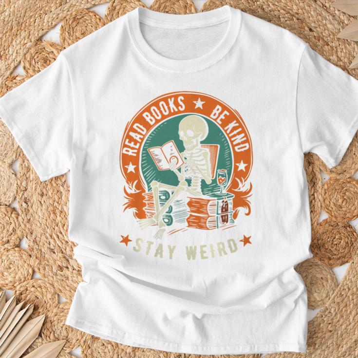 Read Books Be Kind Stay Weird Skeleton Reading Goth Bookish Premium T-Shirt Gifts for Old Men Read Books Be Kind Stay Weird Skeleton Reading Goth Bookish Premium T-Shirt Gifts for Old Men