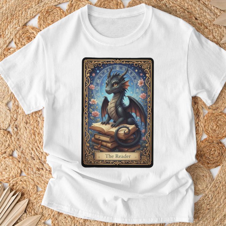 The Reader Dragon Fantasy Book Lover Tarot Card Premium Tri-Blend T-Shirt Gifts for Old Men