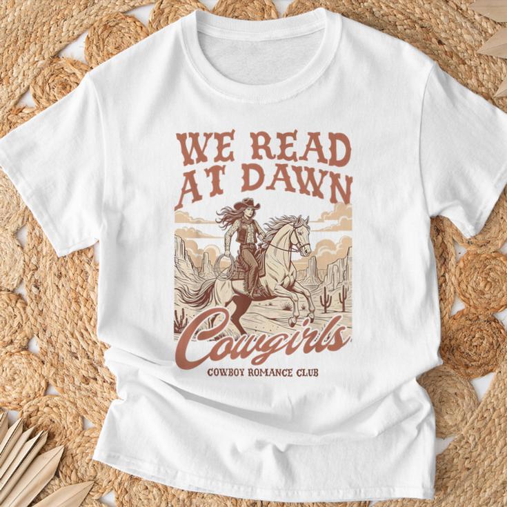 Reading Book Club Western Life We Read At Dawn Cowgirls T-Shirt Gifts for Old Men