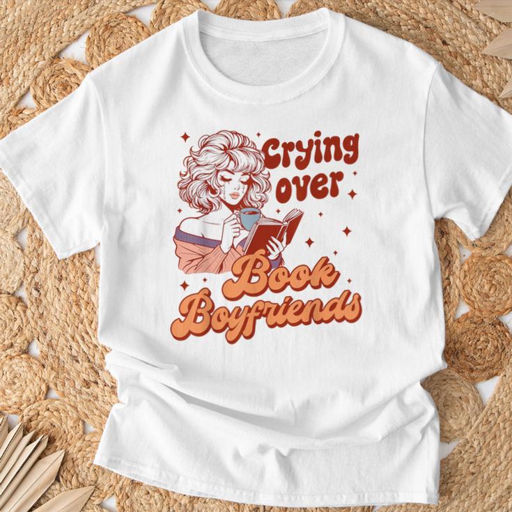 Reading Book Lover Bookish Crying Over Book Boyfriends T-Shirt Gifts for Old Men