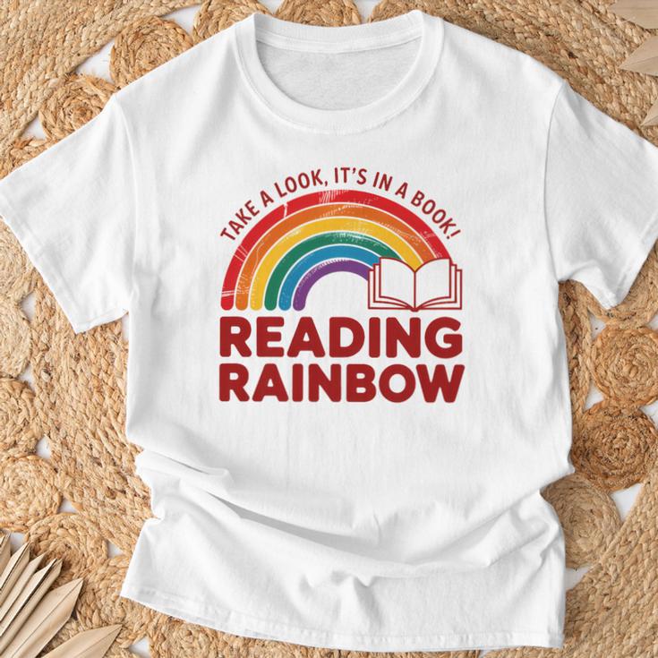 Reading Book Rainbow Literacy Learning Premium Tri-Blend T-Shirt Gifts for Old Men