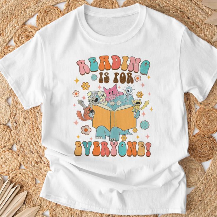 Reading Is For Everyone Book Lover Bookworm Bookish Groovy T-Shirt Gifts for Old Men