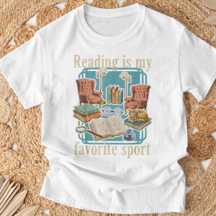 Reading Is My Favorite Sport Vintage Book Lover Cozy Reading T-Shirt Gifts for Old Men