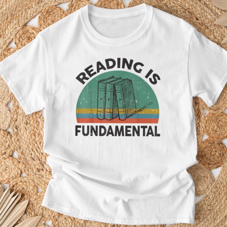 Reading Is Fundamental For Teacher Nerdy Book Lover T-Shirt Gifts for Old Men
