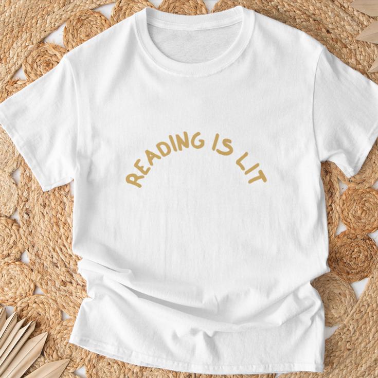 Reading Is Lit Book Lover Reading Teacher T-Shirt Gifts for Old Men