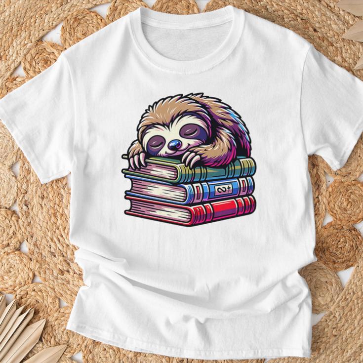 Reading Muffler Sloth On Stack Of Books Premium Tri-Blend T-Shirt Gifts for Old Men