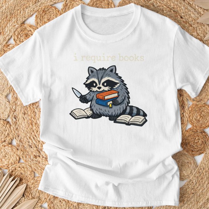 I Require Books Raccoon T-Shirt Gifts for Old Men I Require Books Raccoon T-Shirt Gifts for Old Men