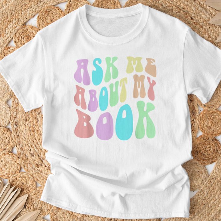Retro ASK ME About MY BOOK Published Author Event Vibes T-Shirt Gifts for Old Men