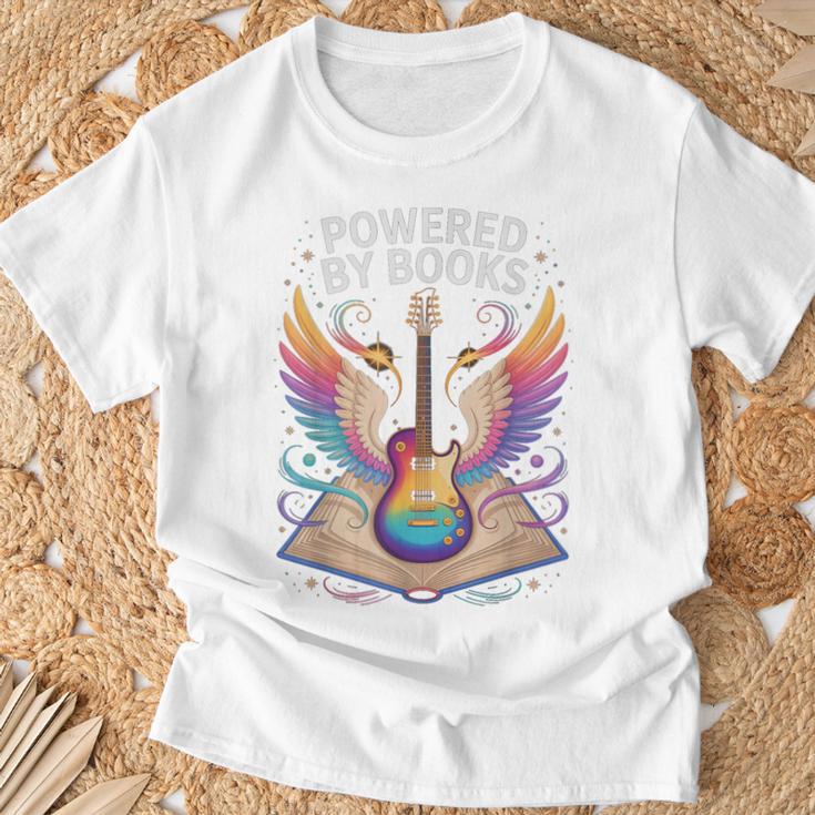 Rockstar Powered BY Books Reading Rocks Preschool Teacher T-Shirt Gifts for Old Men