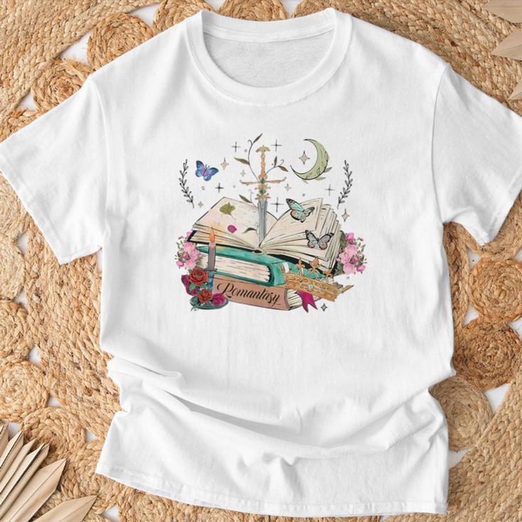 Romantasy Dark Romance Fantasy Reader Book Lover Reading T-Shirt Gifts for Old Men