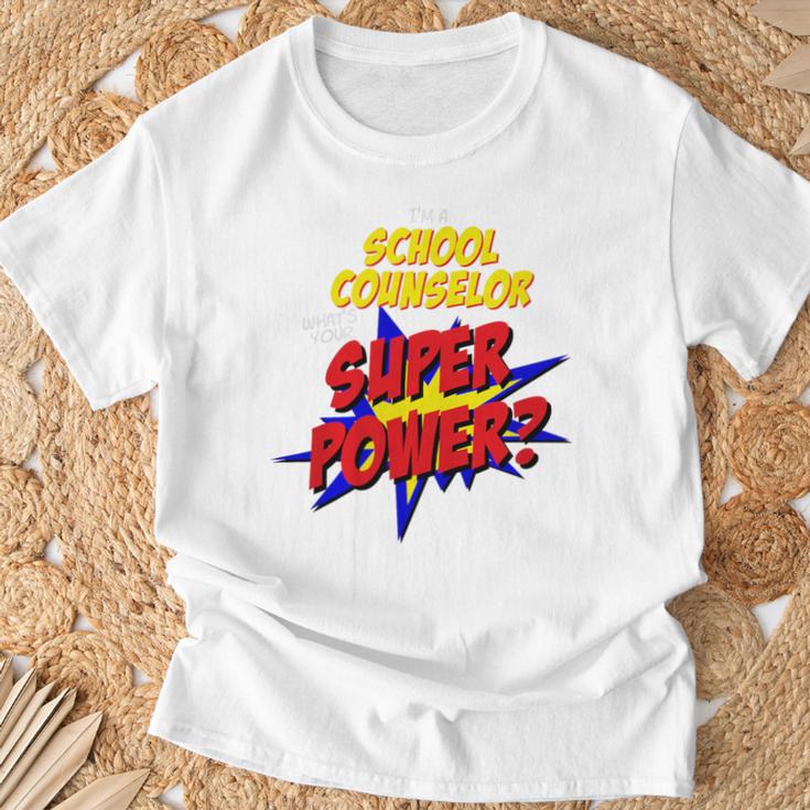 School Counselor Teacher Superhero Superpower Comic Book Premium Tri-Blend T-Shirt Gifts for Old Men
