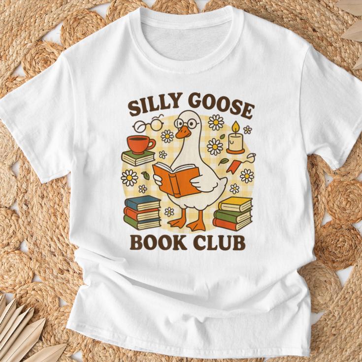 Silly Goose Book Club Cozy Reading Humor T-Shirt Gifts for Old Men
