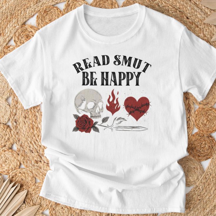 Smutt Book Merch Read Smut Be Happy Dark Romance Triggers Premium Tri-Blend T-Shirt Gifts for Old Men