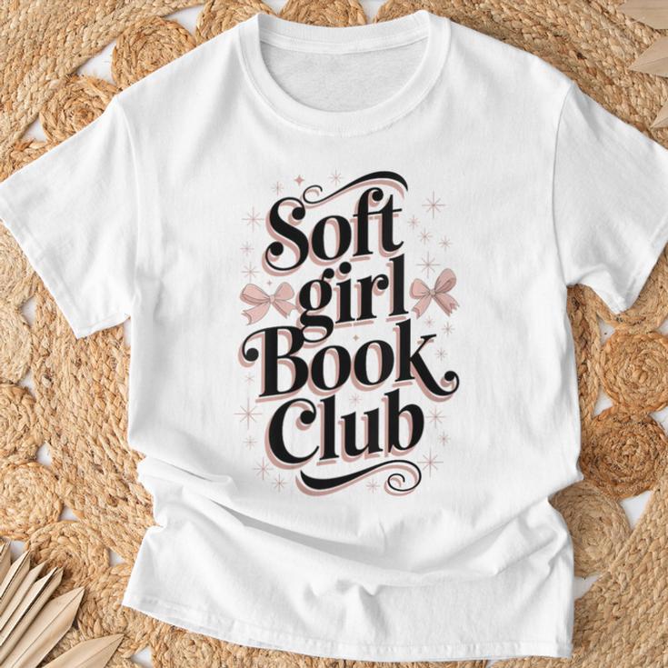 Soft Girl Book Club Coquette Bow Aesthetic Reader T-Shirt Gifts for Old Men