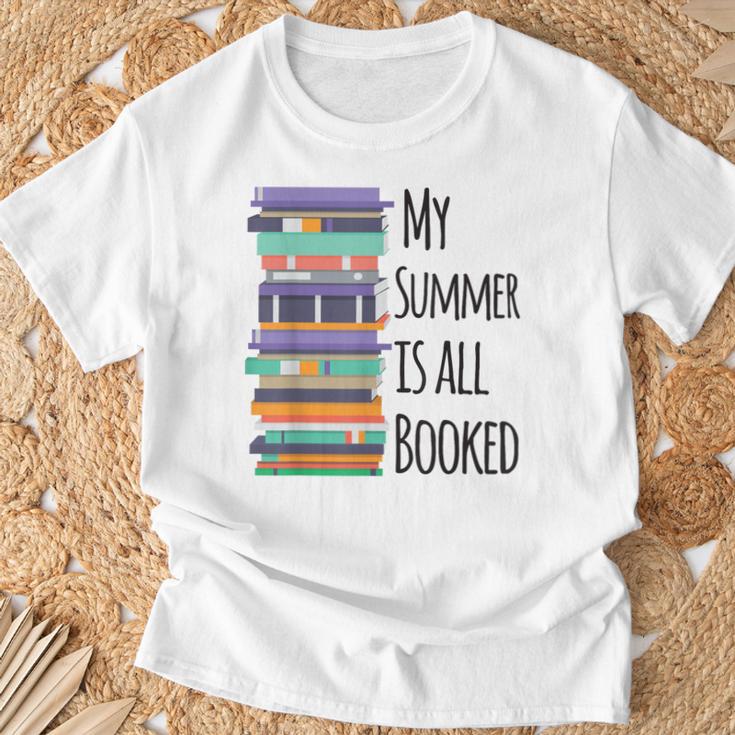 My Summer Is All Booked Book Reading Bookworm Men Women Girls Kids T-Shirt Gifts for Old Men