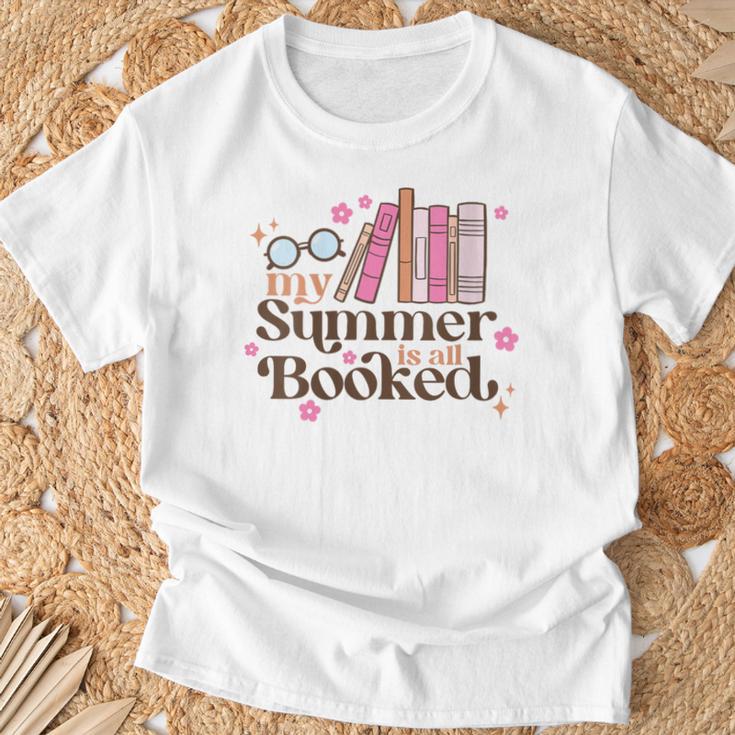 My Summer Is All Booked Retro Summer Book Lover Womens Girls T-Shirt Gifts for Old Men