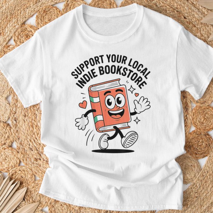 Support Your Local Indie Bookstore Book Cute Character T-Shirt Gifts for Old Men