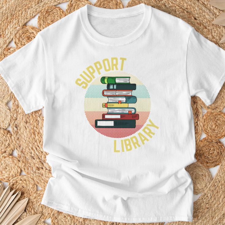 Support Your Local Library Retro Librarian Vintage Read Book T-Shirt Gifts for Old Men
