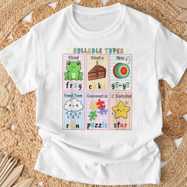 Syllable Types Teacher Phonics Reading Science Of Reading T-Shirt Gifts for Old Men