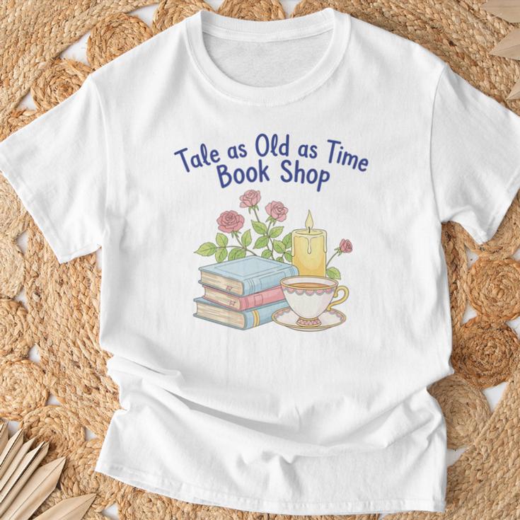 Tale As Old As Time Floral Bookshop Romantic T-Shirt Gifts for Old Men