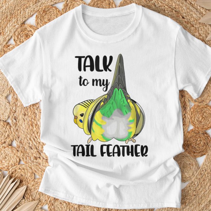 Talk To My Tail 羽 ファニー セキセイバト セキセイインコ Tシャツ 高齢者への贈り物