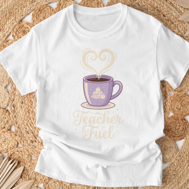 Teacher Fuel Coffee Cup Books Apples Educator T-Shirt Gifts for Old Men