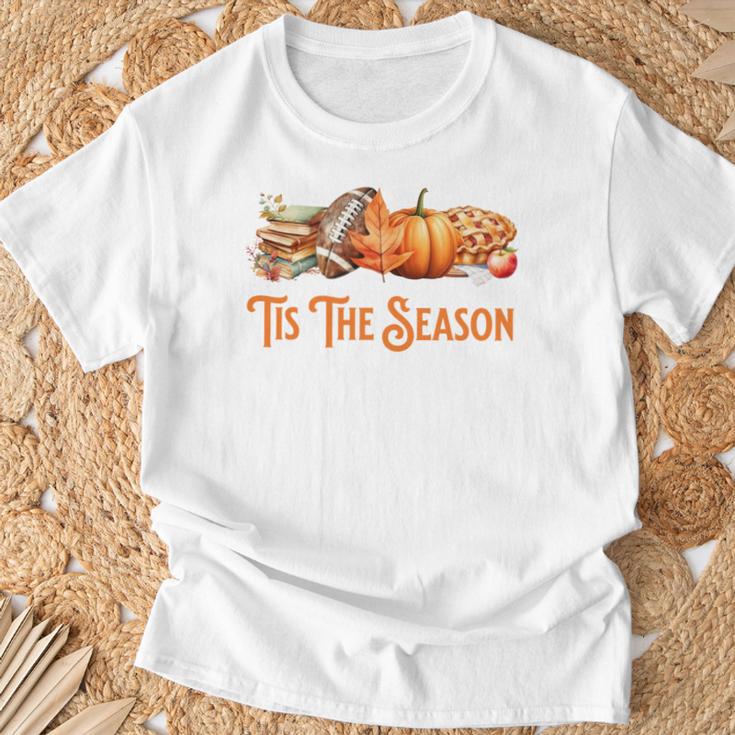 Tis The Season Fall Reading Books Football Pumpkin Apple Pie T-Shirt Gifts for Old Men Tis The Season Fall Reading Books Football Pumpkin Apple Pie T-Shirt Gifts for Old Men