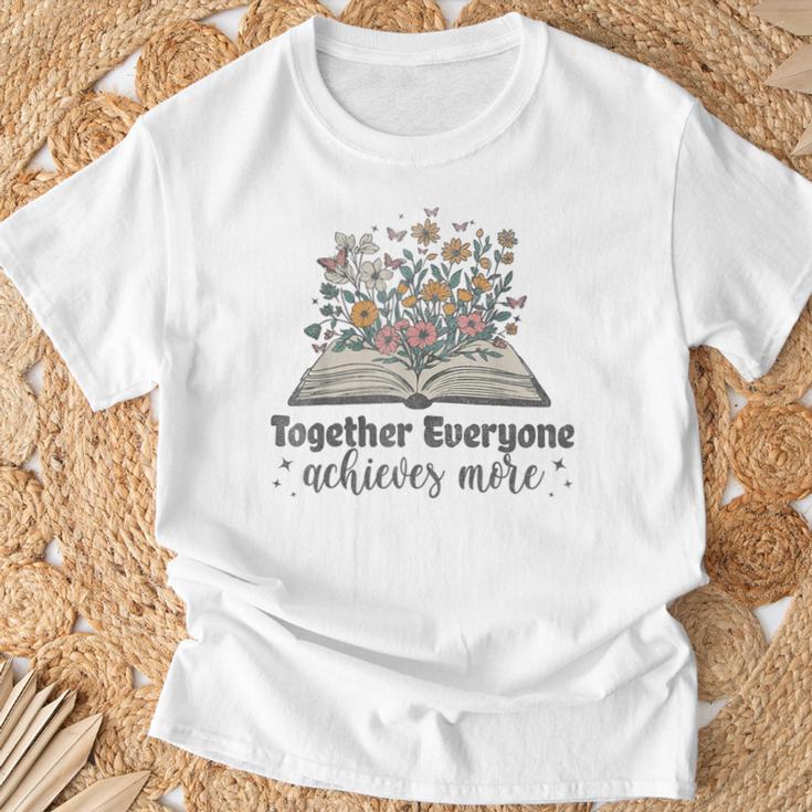 Together Everyone Achieves More Floral Book Reading Team T-Shirt Gifts for Old Men Together Everyone Achieves More Floral Book Reading Team T-Shirt Gifts for Old Men