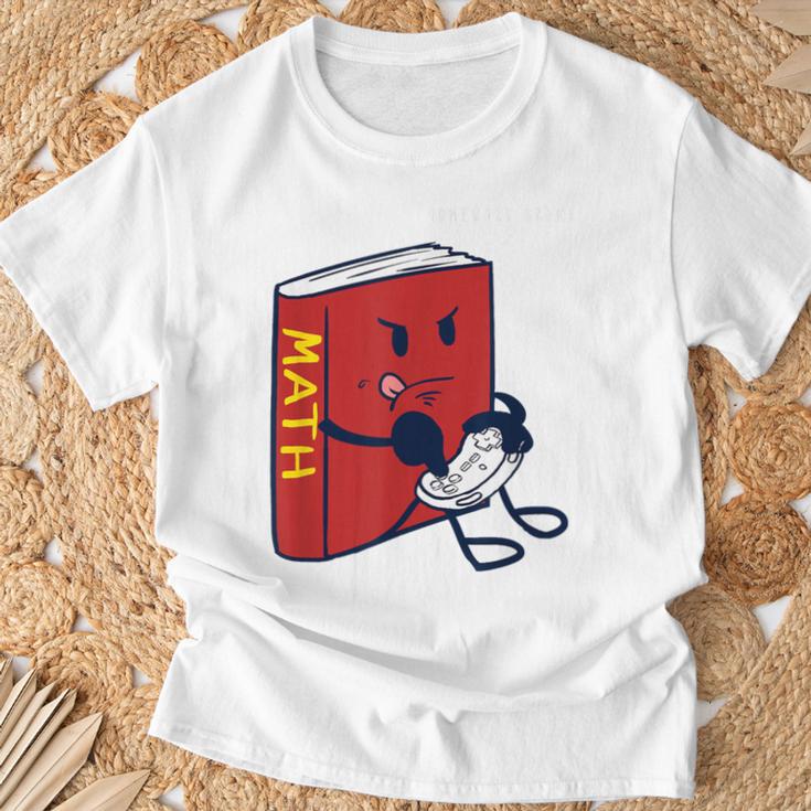 Trendy Graphic Math Book Gamer Homework Break T-Shirt Gifts for Old Men