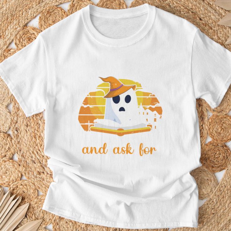 Trick Or Treating Ask For Books Halloween Book Lover Reading T-Shirt Gifts for Old Men
