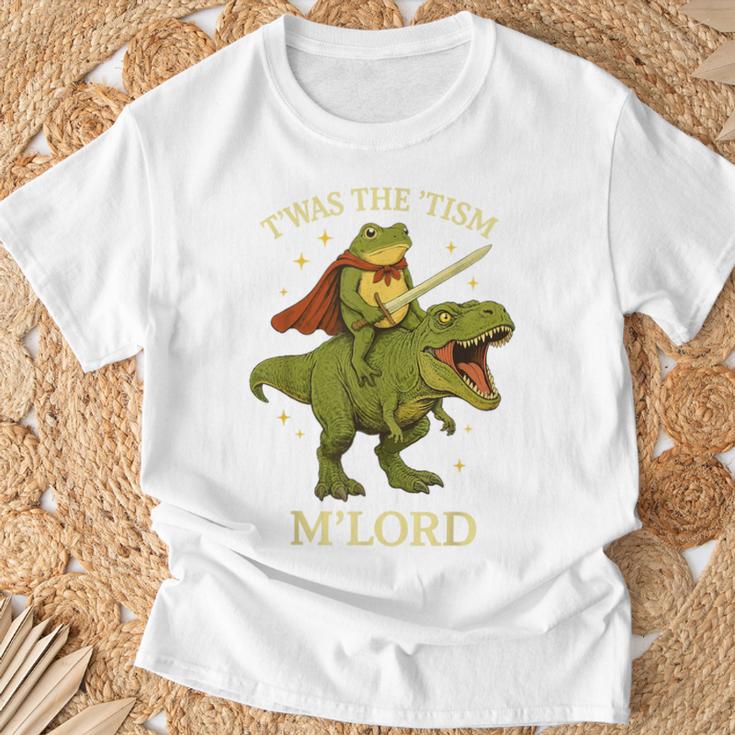 Twas The Tism M'lord Frog ライディング 恐竜 ファンタジー 中世 Tシャツ 高齢者への贈り物