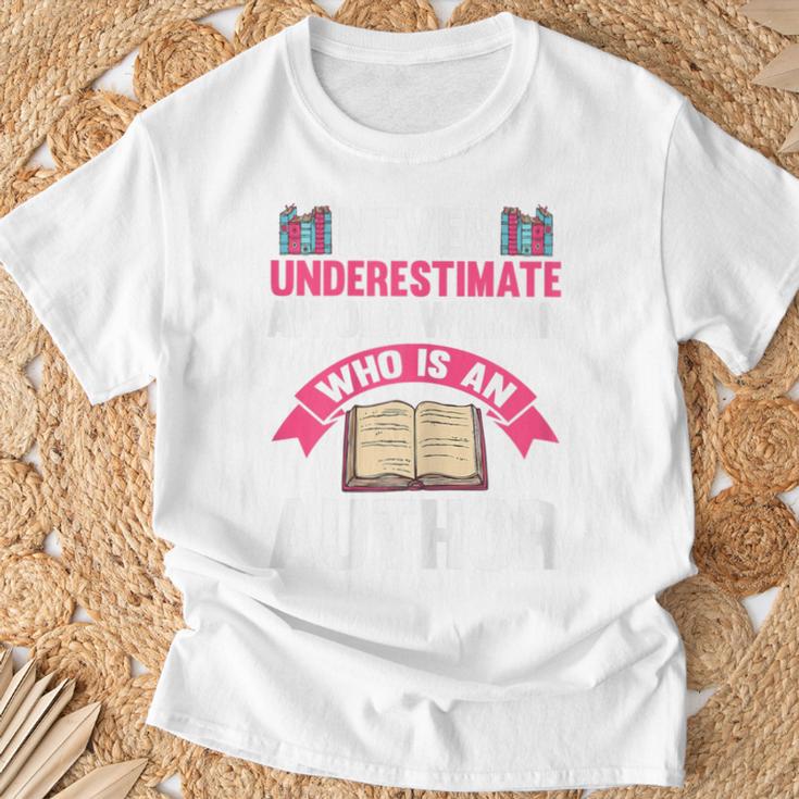 Never Underestimate An Old Woman Author Write Book T-Shirt Gifts for Old Men