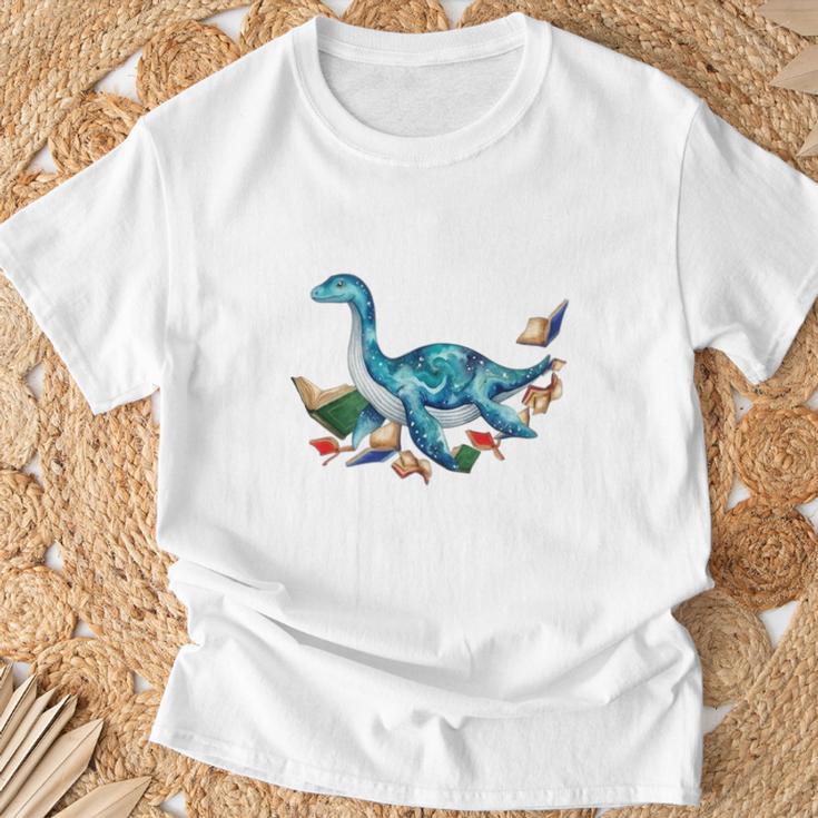 Unearth A Story Summer Reading 2026 Cute Plesiosaurus Book T-Shirt Gifts for Old Men