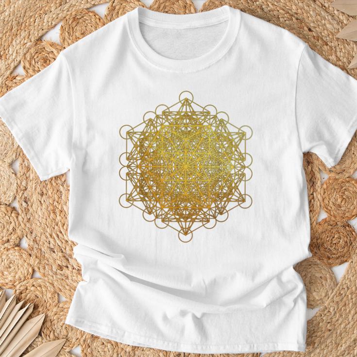 Vector Equilibrium 神聖なジオメトリーメタトロン 生命の花 Tシャツ 高齢者への贈り物