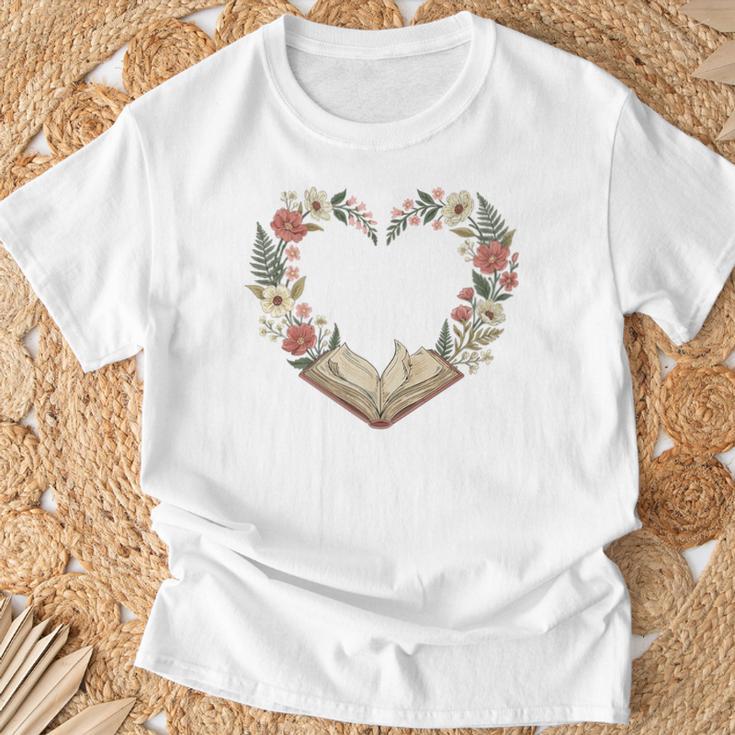 Vintage Book Lover Valentine Heart Premium Tri-Blend T-Shirt Gifts for Old Men