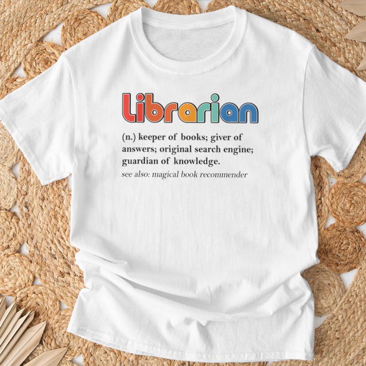Vintage Librarian Definition Keeper Of Books Back To School T-Shirt Gifts for Old Men