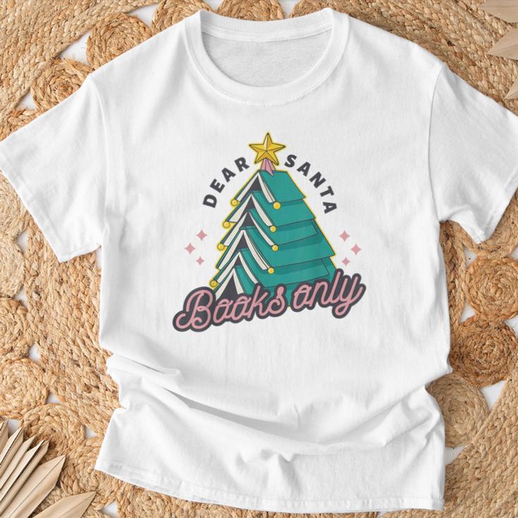 Vintage Retro Dear Santa Books Only Christmas Xmas Holiday T-Shirt Gifts for Old Men