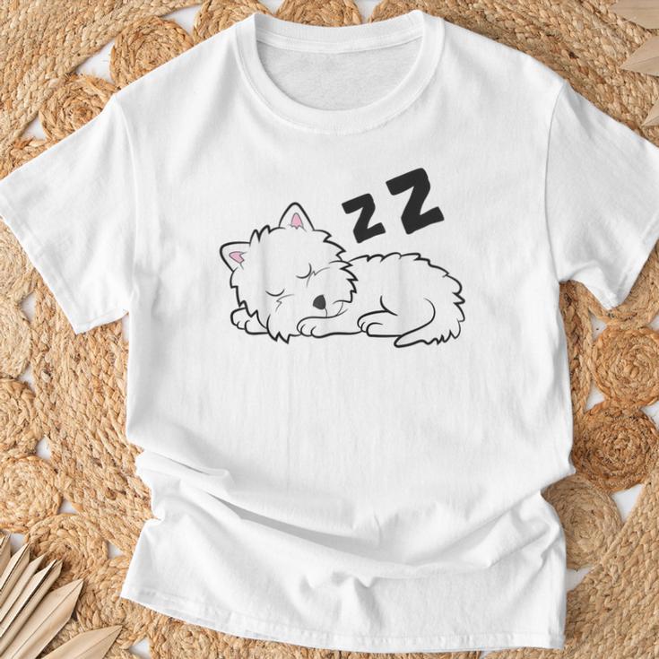 West Highland ホワイトテリア 犬 眠っているかわいいウェスティー Tシャツ 高齢者への贈り物