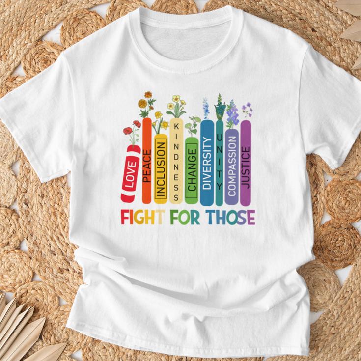 Women Book Flower Fight For Those Without Your Privilege T-Shirt Gifts for Old Men