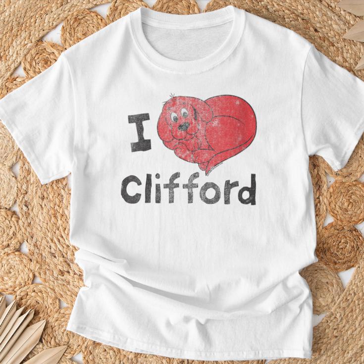 Women's Clifford The Big Red Dog I Heart Clifford Childrens Books T-Shirt Gifts for Old Men